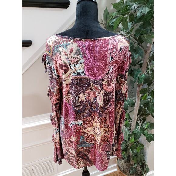 Cupio Women's Multicolor Viscose Round Neck Long Sleeve Top Blouse Size Large - Picture 7 of 10